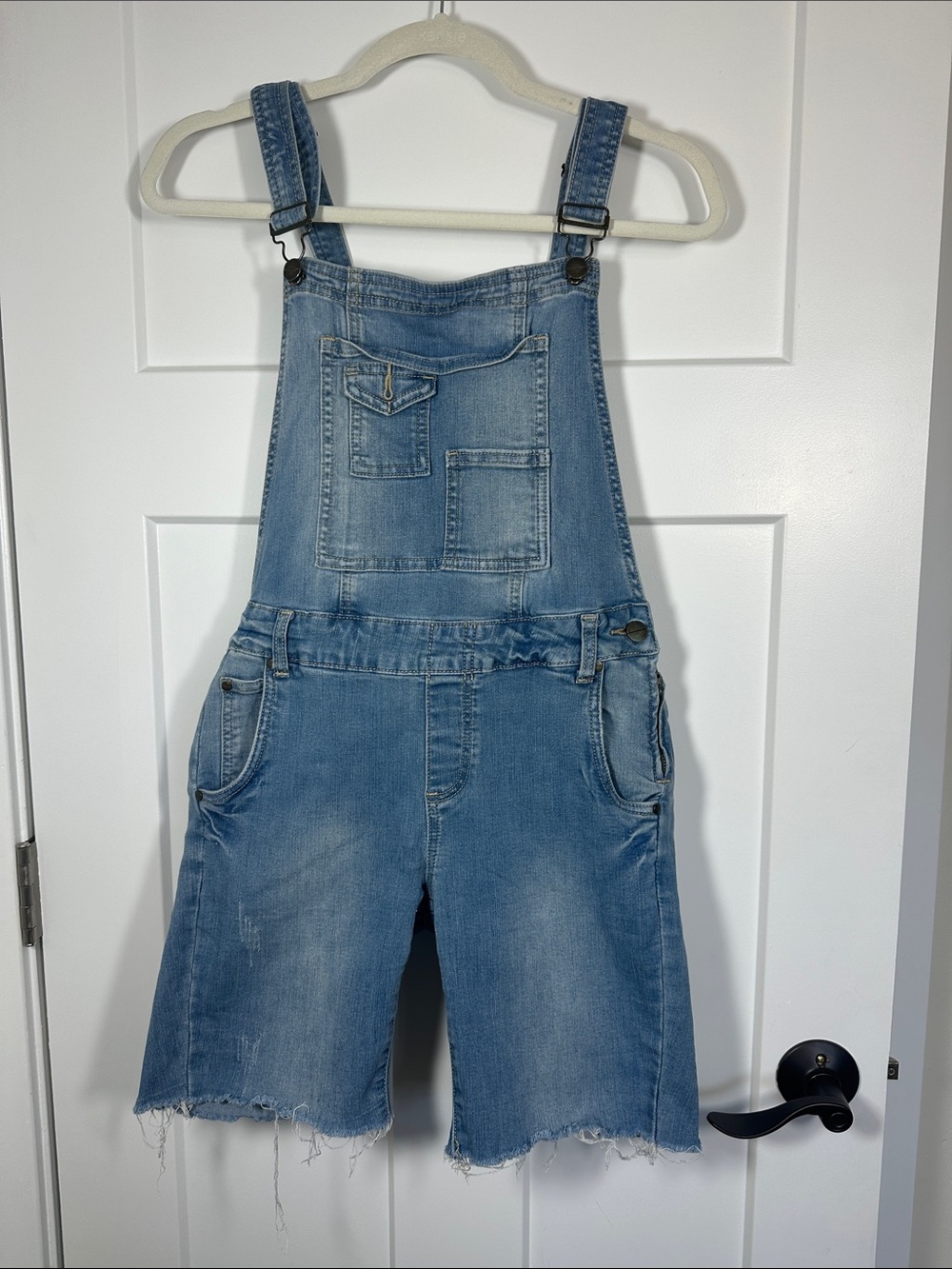 Light Blue Denim Women's Overall Shorts